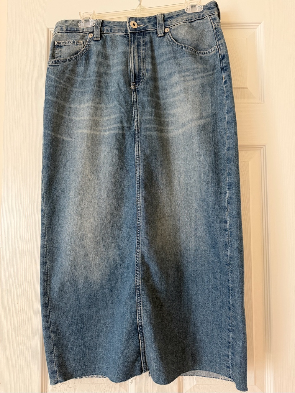 H&M Blue Denim Long Flare Skirt